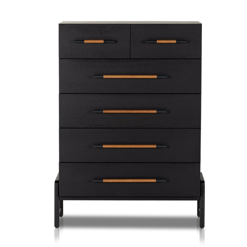 Rosedale 6 Drawer Tall Dresser - Ebony Oak