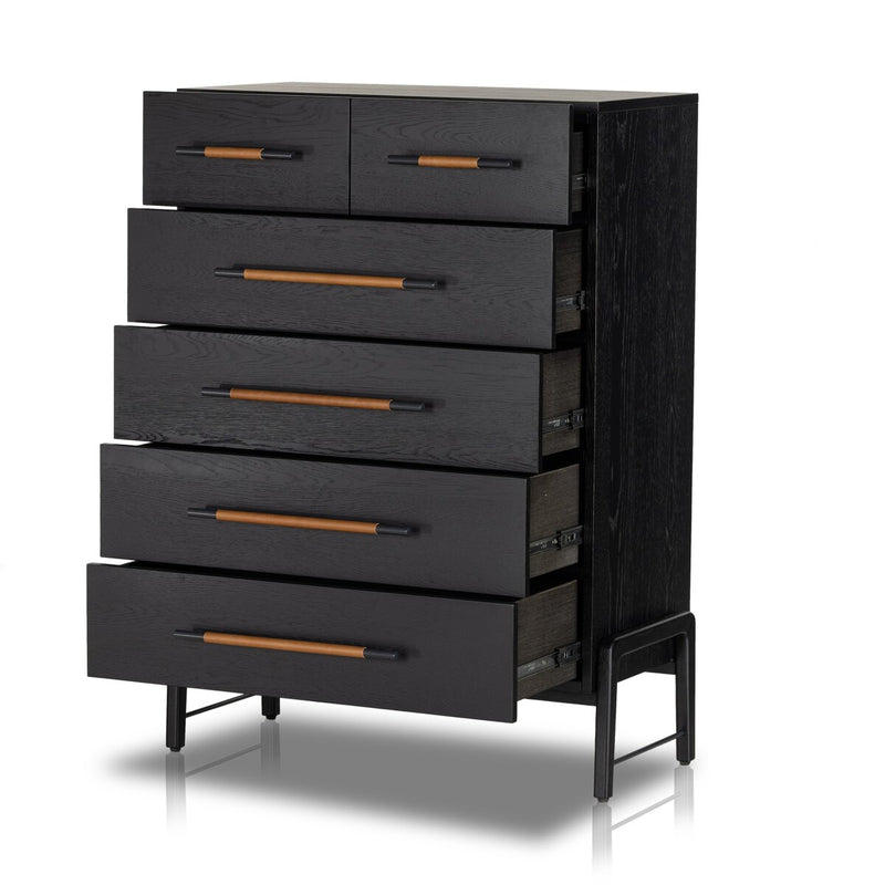 Rosedale 6 Drawer Tall Dresser - Ebony Oak