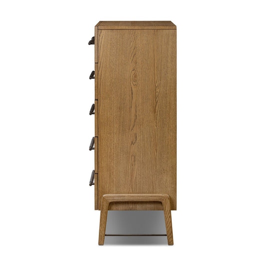 Rosedale 6 Drawer Tall Dresser - Amber Oak Veneer