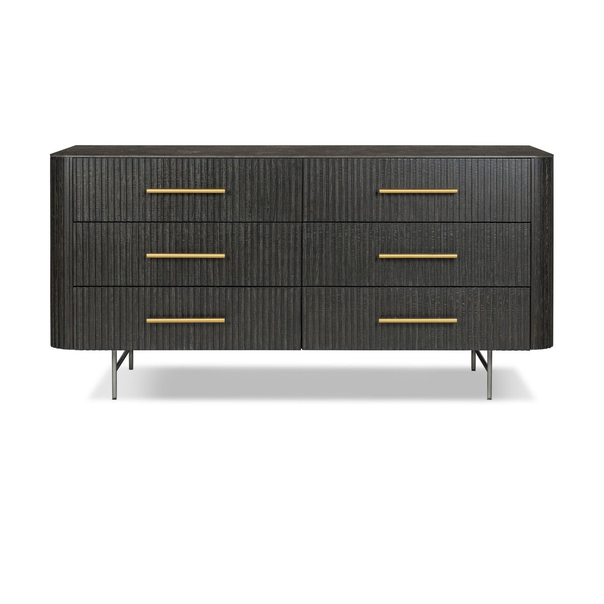 Fletcher 6 Drawer Dresser - Distressed Black Oak