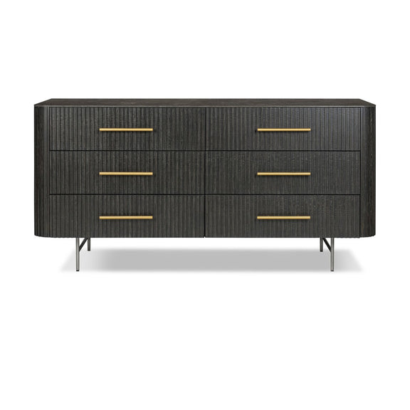Fletcher 6 Drawer Dresser - Distressed Black Oak