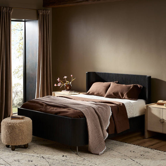 Fletcher Bed - Distressed Black Oak