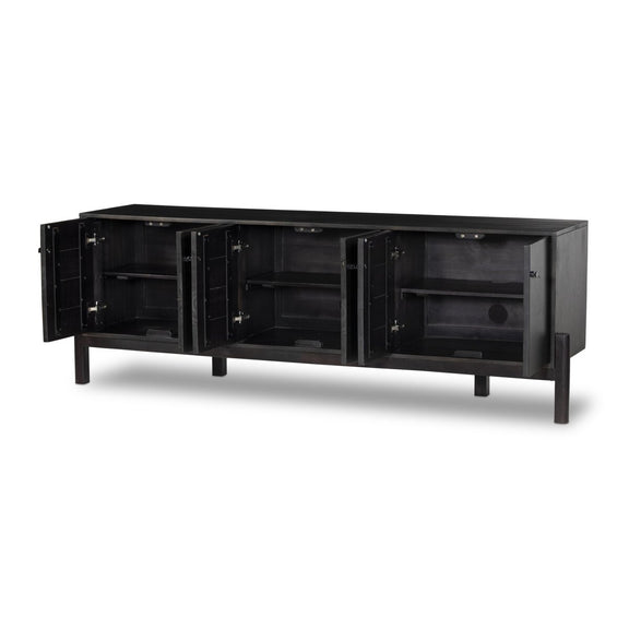 Reza Media Console - Worn Black Parawood