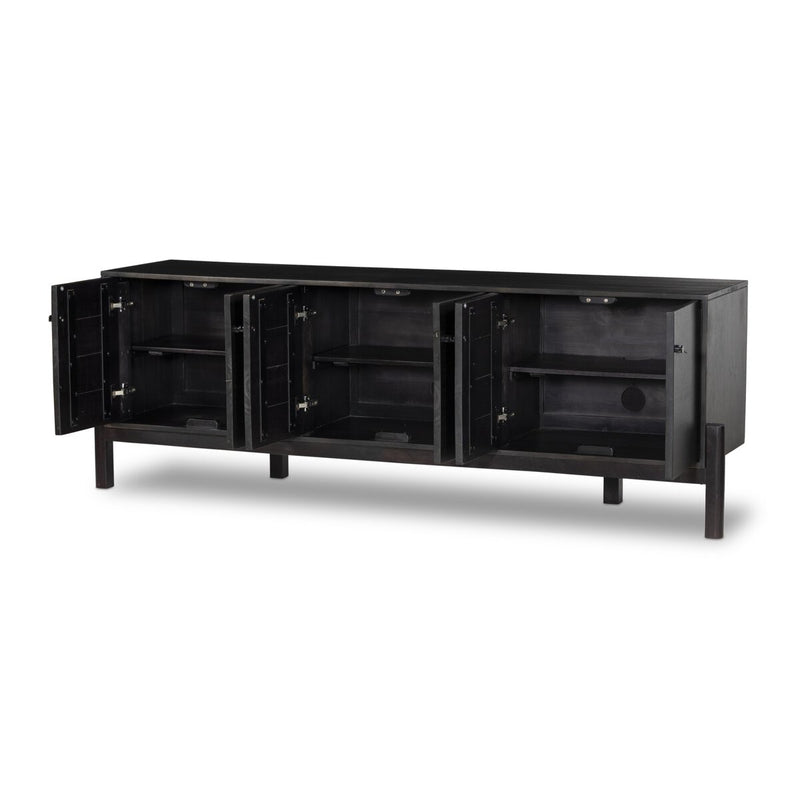 Reza Media Console - Worn Black Parawood