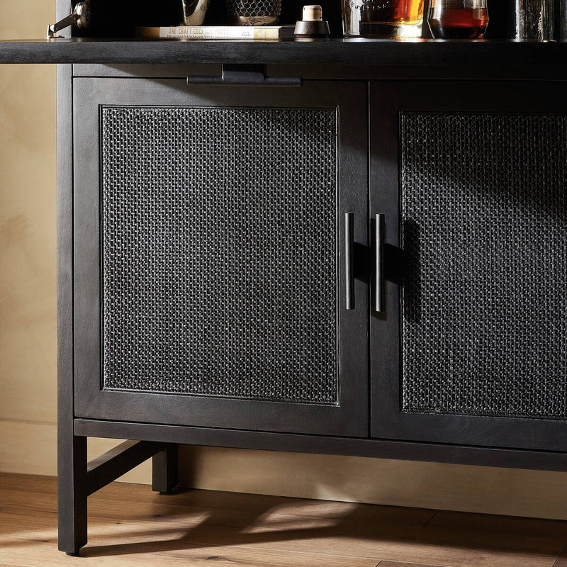 Caprice Bar Cabinet - Black & Black Wash Mango