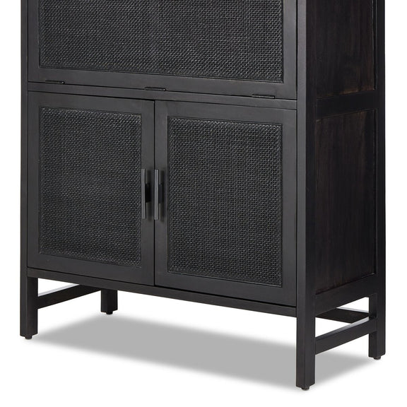 Caprice Bar Cabinet - Black & Black Wash Mango