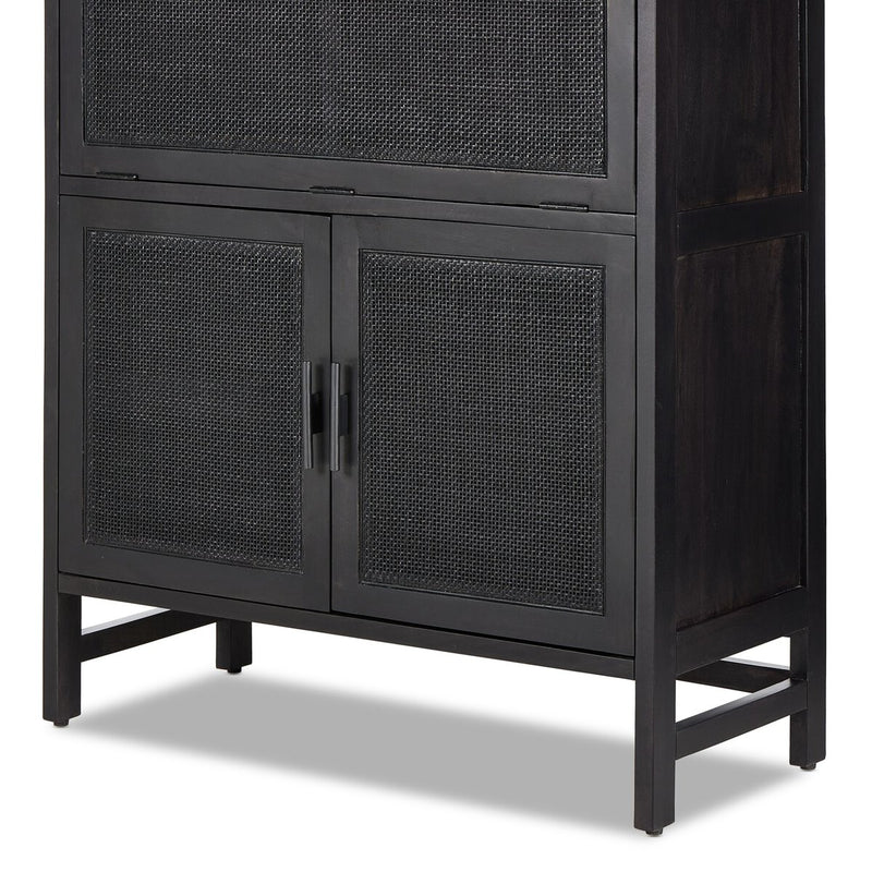 Caprice Bar Cabinet - Black & Black Wash Mango
