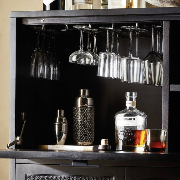 Caprice Bar Cabinet - Black & Black Wash Mango