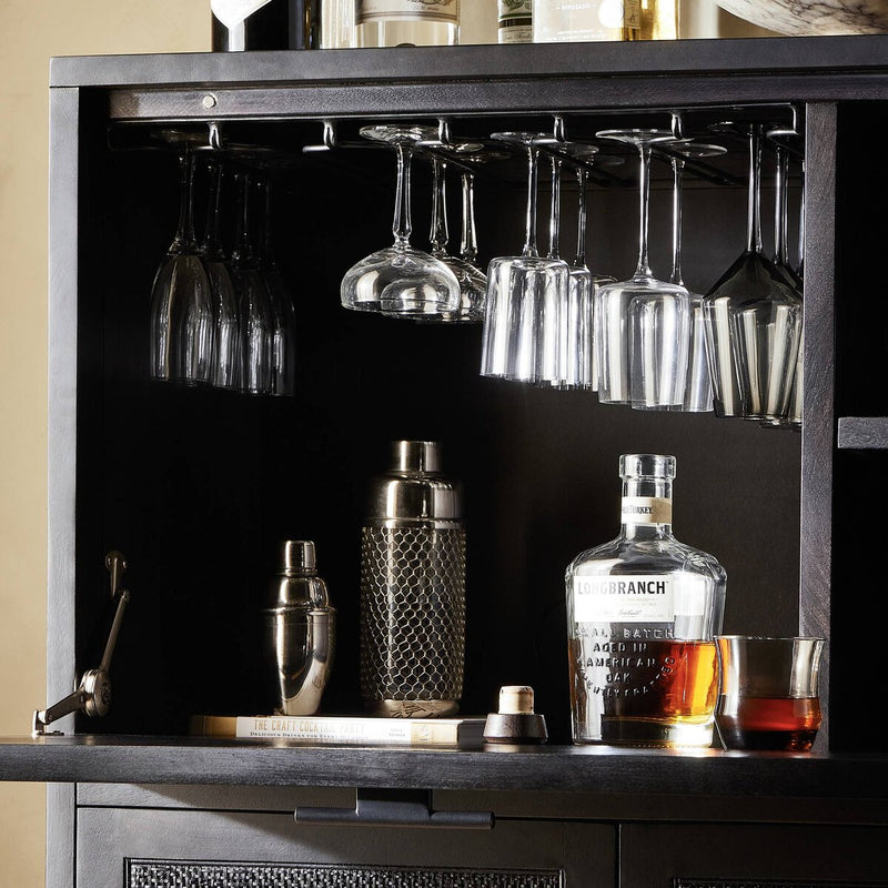 Caprice Bar Cabinet - Black & Black Wash Mango