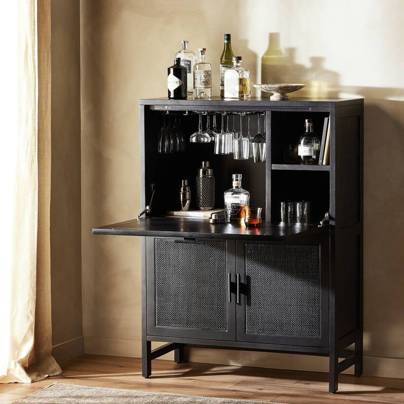 Caprice Bar Cabinet - Black & Black Wash Mango
