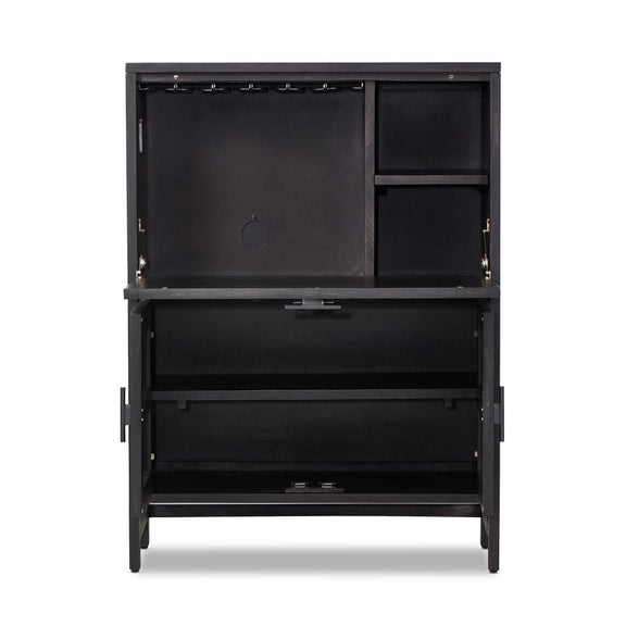 Caprice Bar Cabinet - Black & Black Wash Mango