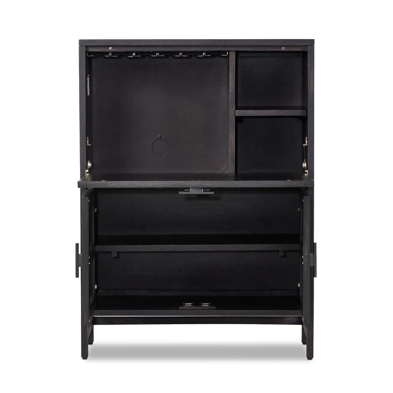 Caprice Bar Cabinet - Black & Black Wash Mango