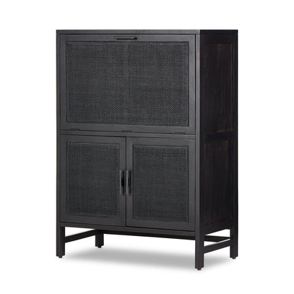 Caprice Bar Cabinet - Black & Black Wash Mango