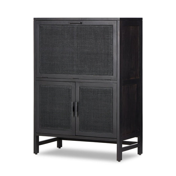 Caprice Bar Cabinet - Black & Black Wash Mango
