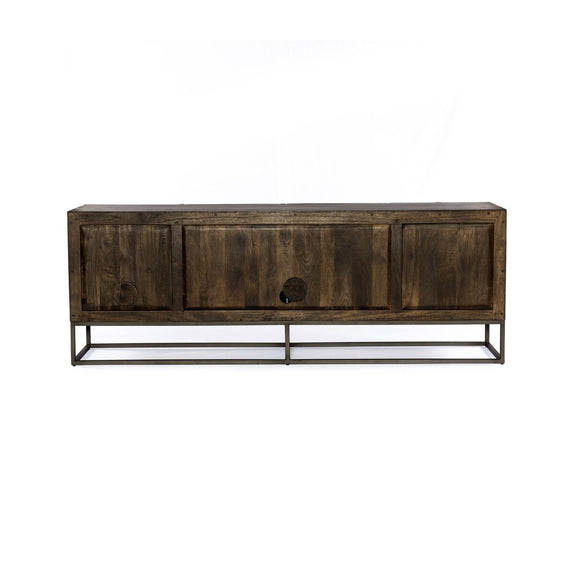 Kelby Media Console - Carved Vintage Brown