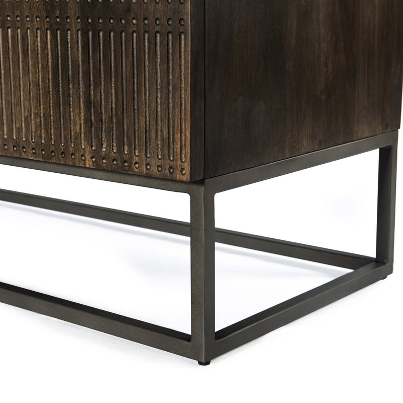 Kelby Media Console - Carved Vintage Brown