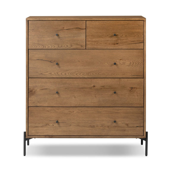Eaton 5 Drawer Dresser - Amber Oak Resin