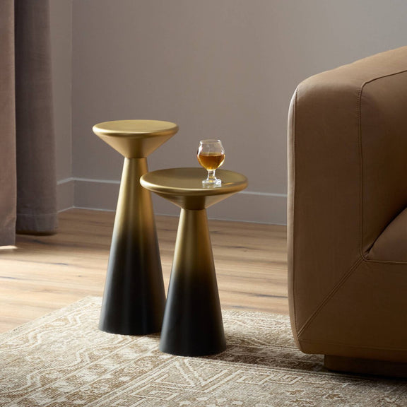 Cameron Accent Tables, Set Of 2 - Ombre Antique Brass