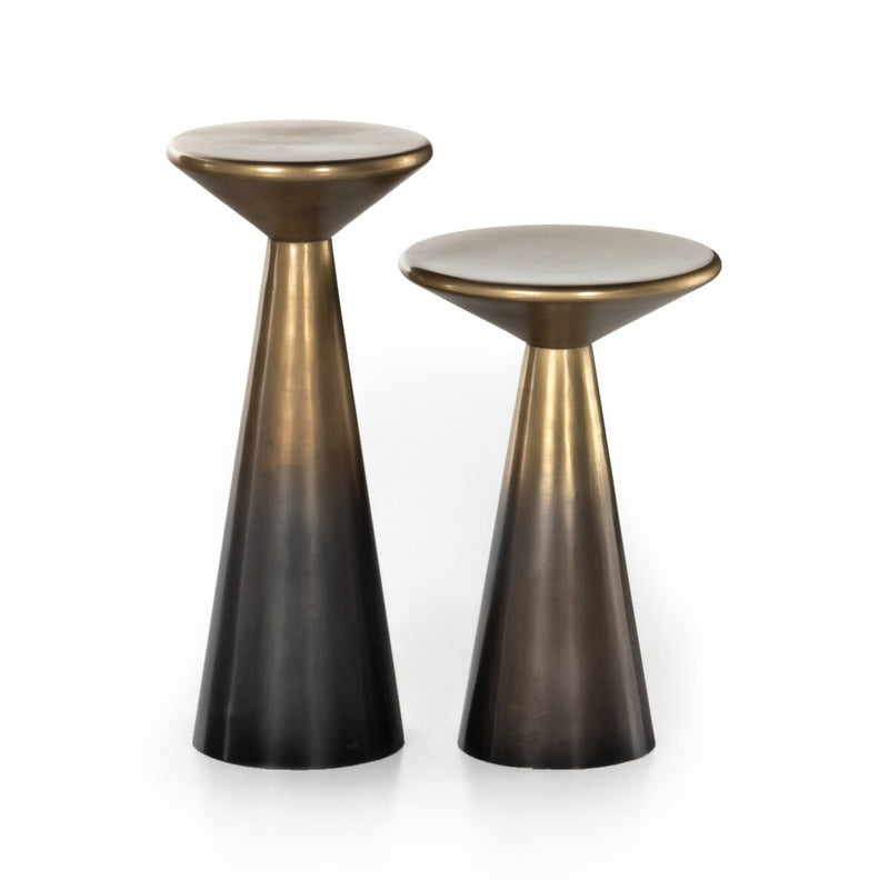 Cameron Accent Tables, Set Of 2 - Ombre Antique Brass