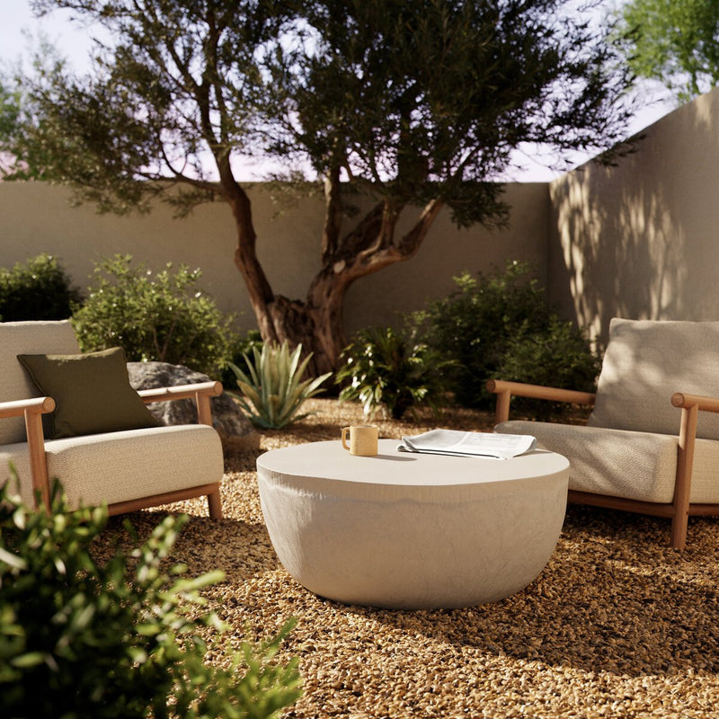 Basil Outdoor Round Coffee Table - Matte White