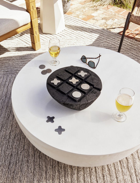 Basil Outdoor Round Coffee Table - Matte White