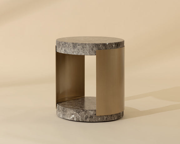 Cavette End Table - Marble Look