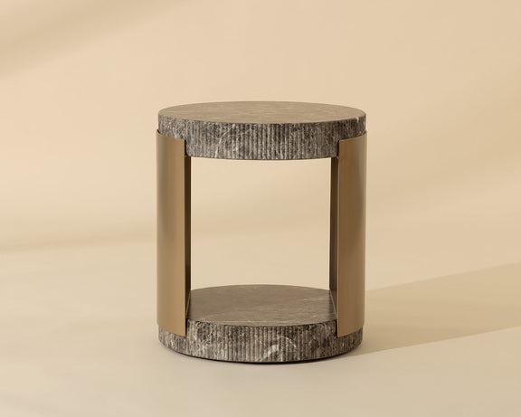 Cavette End Table - Marble Look