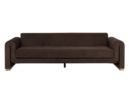 Romer Sofa - Brushed Gold - Nubuck Cocoa Leather