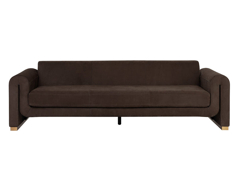 Romer Sofa - Brushed Gold - Nubuck Cocoa Leather