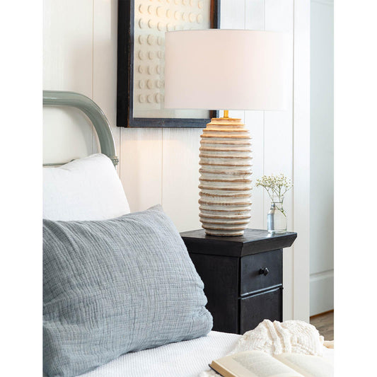 Carmel Wood Table Lamp - White