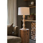 Crew Travertine Buffet Lamp - Natural Linen Shade