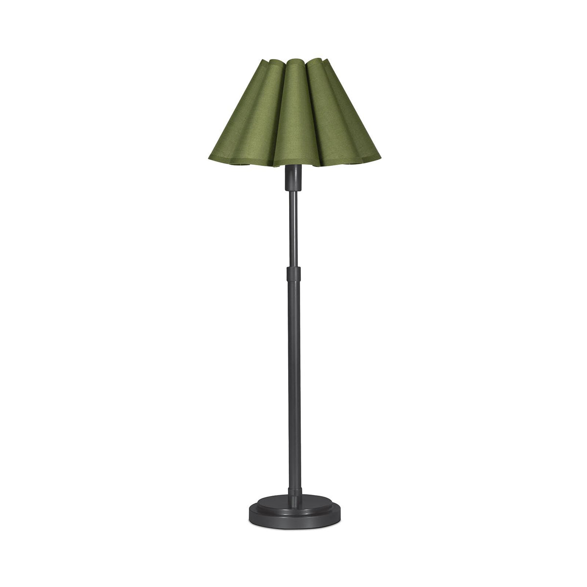Polly Buffet Lamp (Blackened Brass) - Blackened Brass & Olive Scalloped Shade
