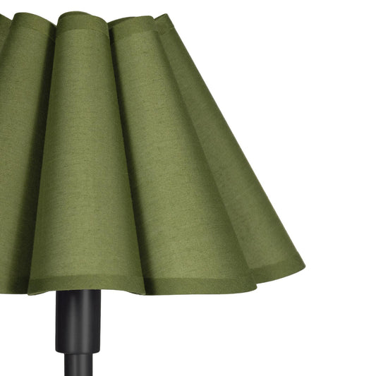 Polly Buffet Lamp (Blackened Brass) - Blackened Brass & Olive Scalloped Shade