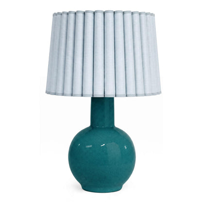 Tiki Ceramic Table Lamp - Turquoise & Mist Blue Wave Shade