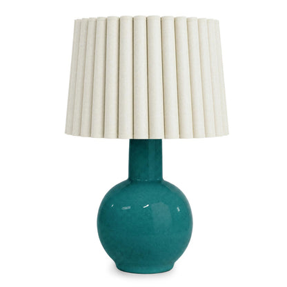 Tiki Ceramic Table Lamp - Turquoise & Oyster Wave Shade