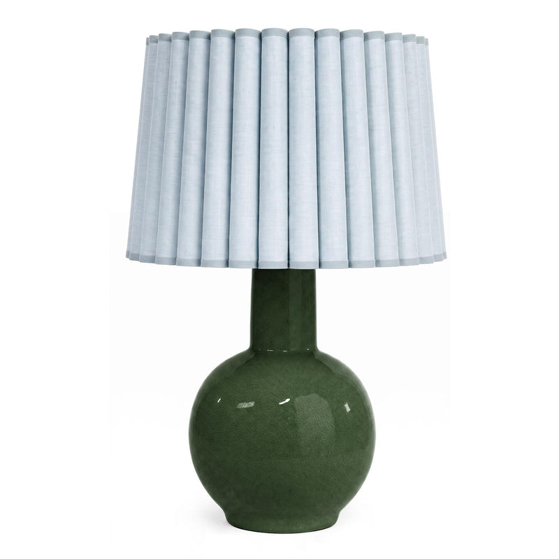 Tiki Ceramic Table Lamp - Green & Mist Blue Wave Shade