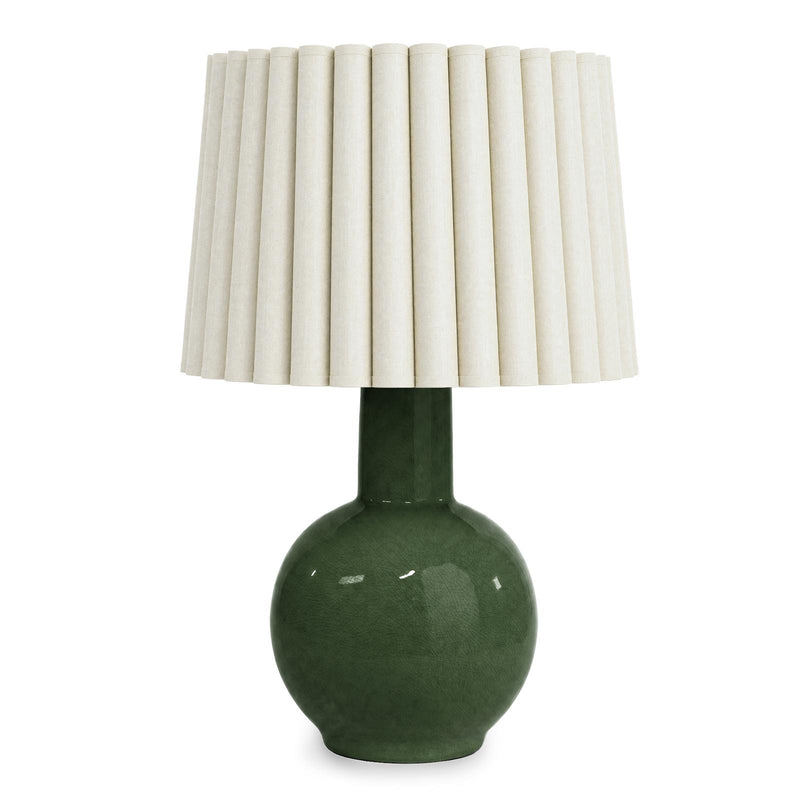 Tiki Ceramic Table Lamp - Green & Oyster Wave Shade