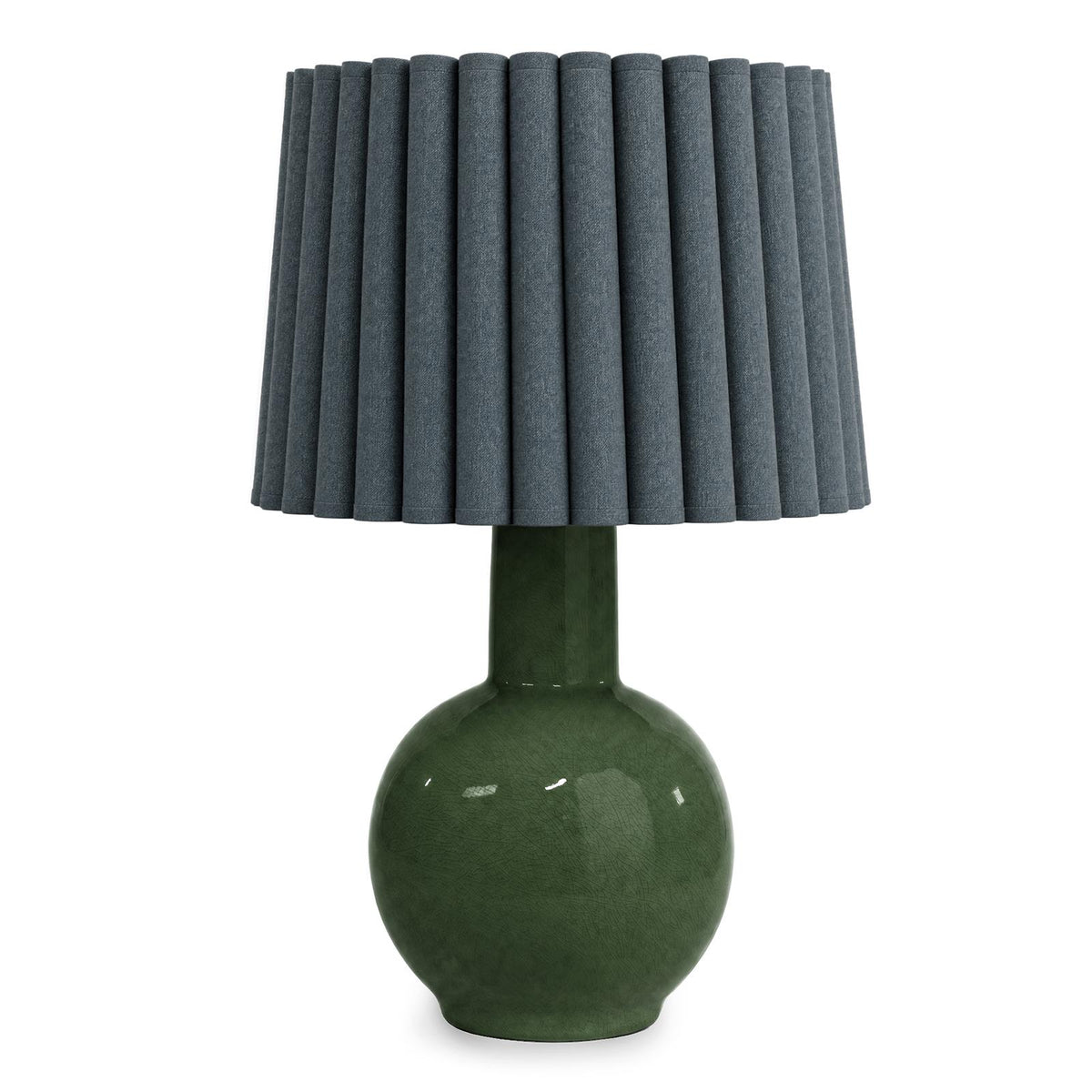 Tiki Ceramic Table Lamp - Green & Storm Blue Wave Shade