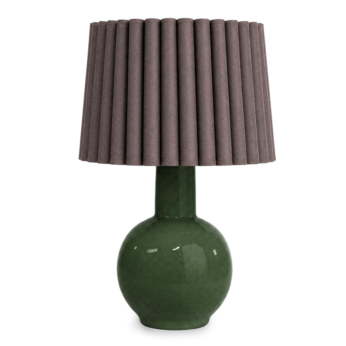 Tiki Ceramic Table Lamp - Green & Umber Wave Shade