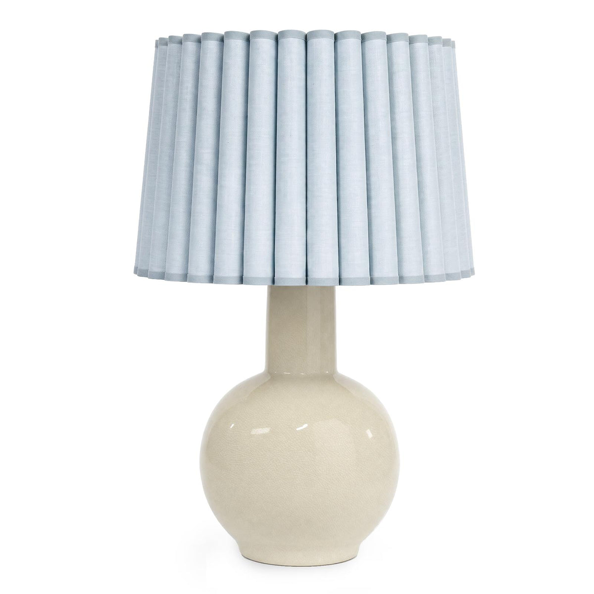 Tiki Ceramic Table Lamp - Ivory & Mist Blue Wave Shade