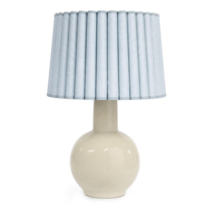 Tiki Ceramic Table Lamp - Ivory & Mist Blue Wave Shade