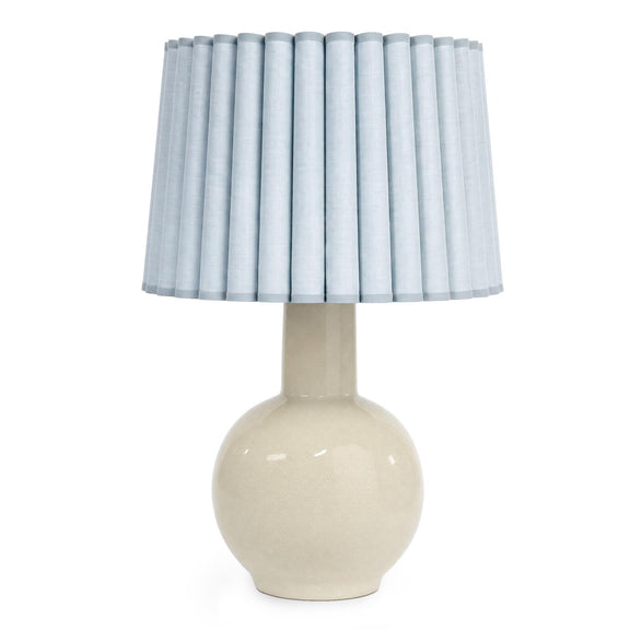 Tiki Ceramic Table Lamp - Ivory & Mist Blue Wave Shade