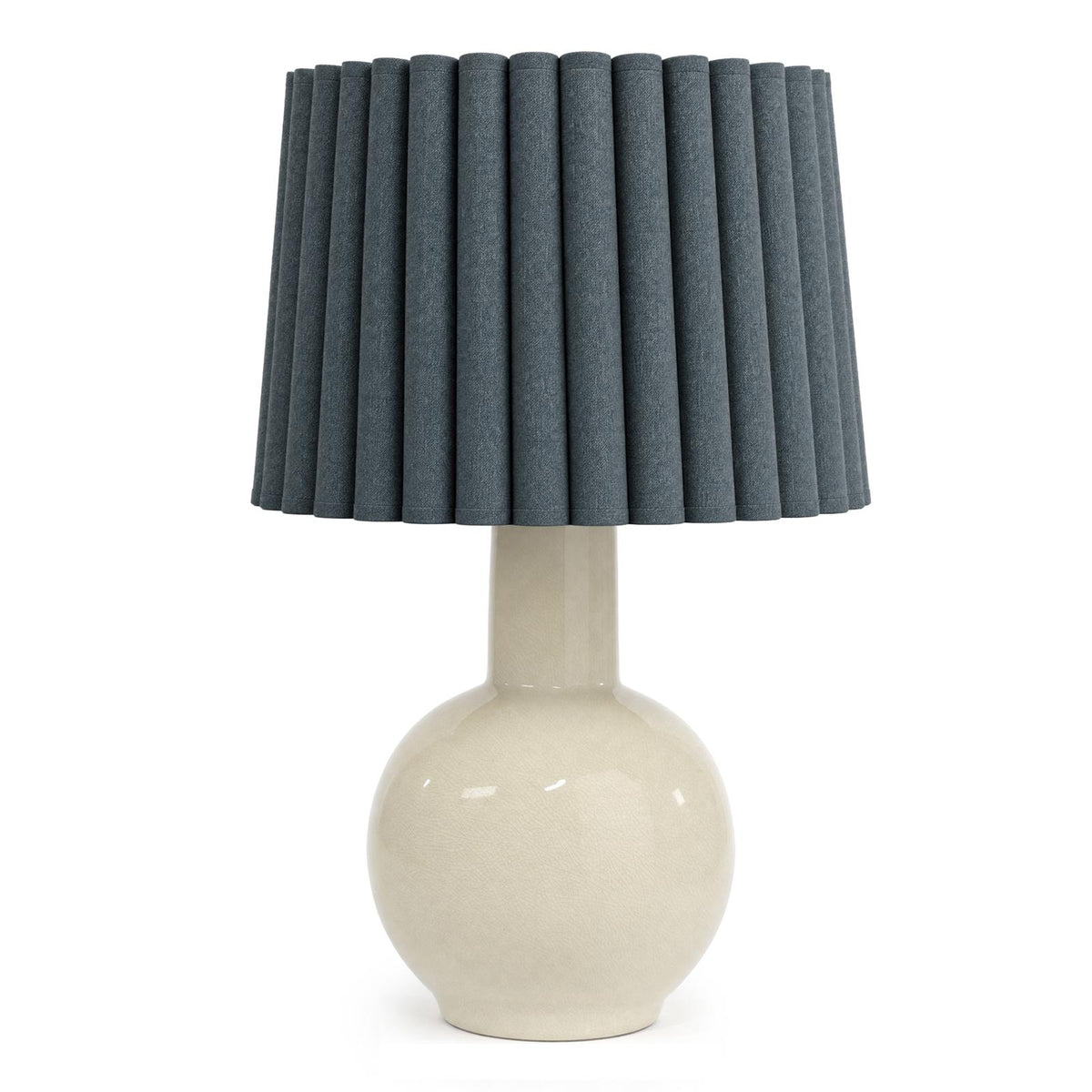 Tiki Ceramic Table Lamp - Ivory & Storm Blue Wave Shade