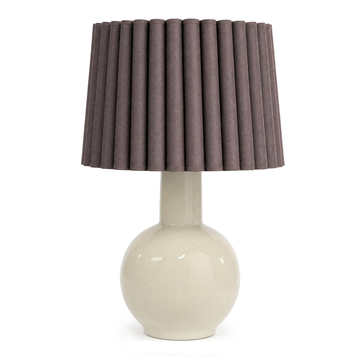 Tiki Ceramic Table Lamp - Ivory & Umber Wave Shade