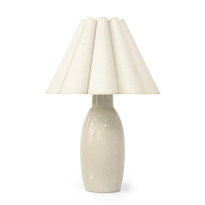 Havana Ceramic Table Lamp - Ivory & Oyster Scalloped Shade