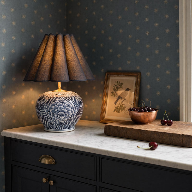 Delia Ceramic Table Lamp - Blue & Denim Blue Shade