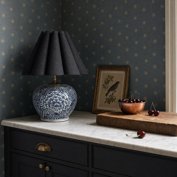 Delia Ceramic Table Lamp - Blue & Denim Blue Shade