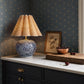 Delia Ceramic Table Lamp - Blue & Rattan Shade