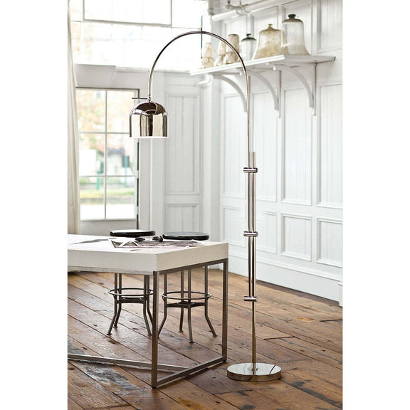 Arc Floor Lamp With Metal Shade - Polished Nickel