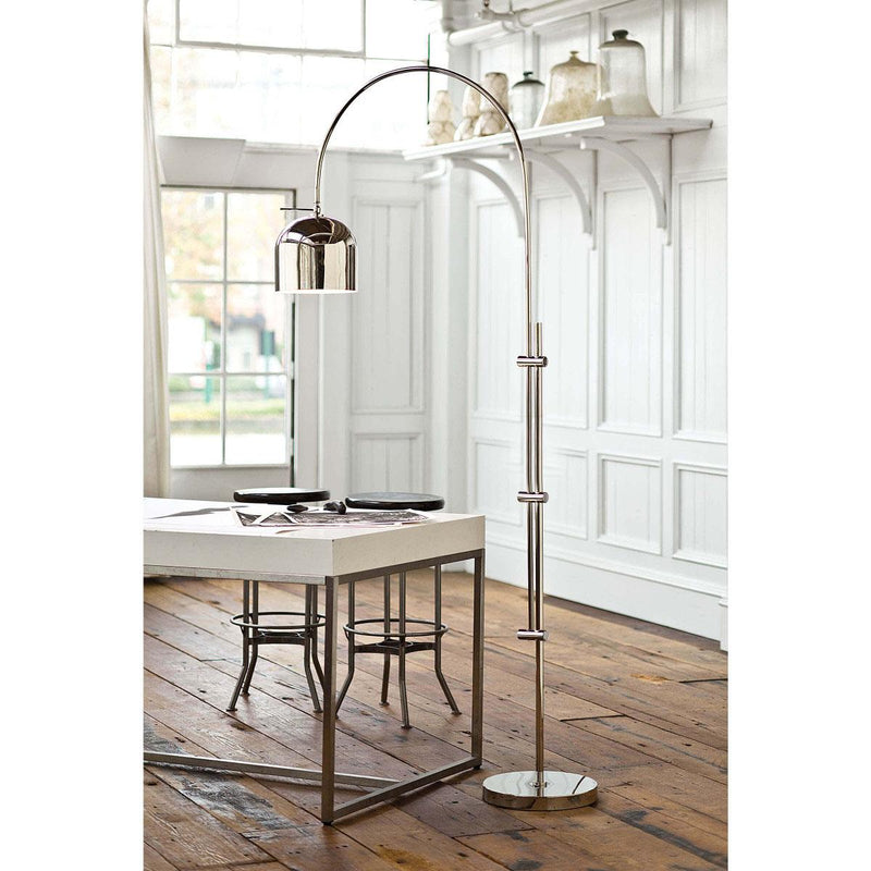 Arc Floor Lamp With Metal Shade - Polished Nickel